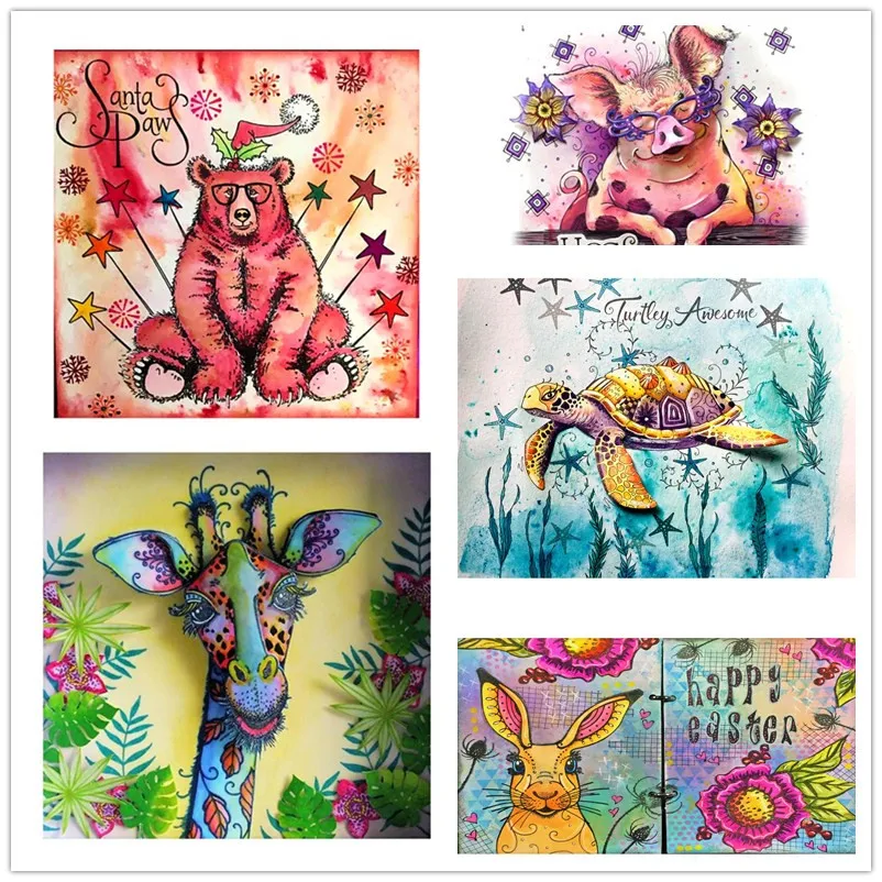 

2019 Unique Pig Sea Turtle Bear Giraffe Rabbit Clear Stamps DIY Scrapbooking Photo Album Cards Making Decor New Stamps 2019 Uniq