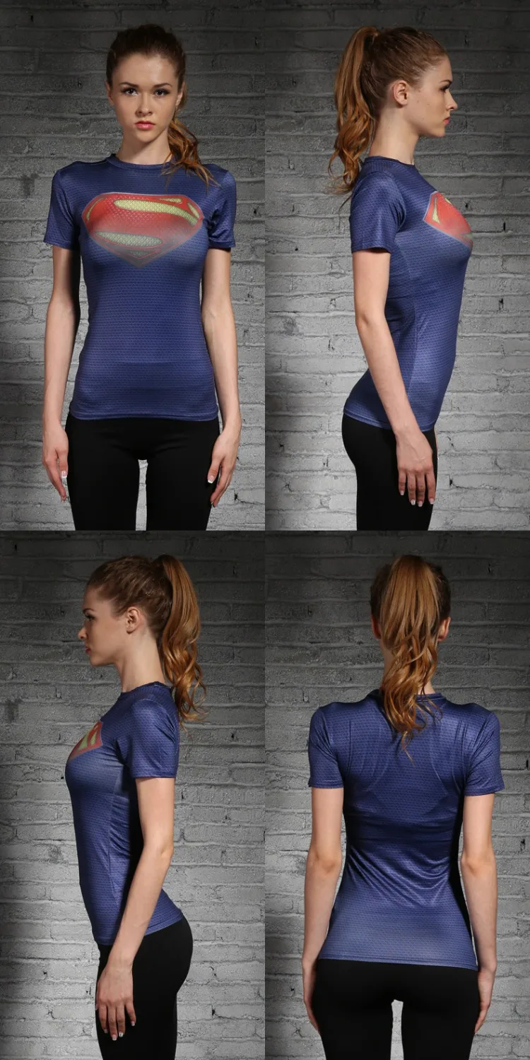 Superman 3D Printed New Quick Dry Marvel clothing Running cycling Jersey Men&women Sport short Sleeve Compression Top Gym Men