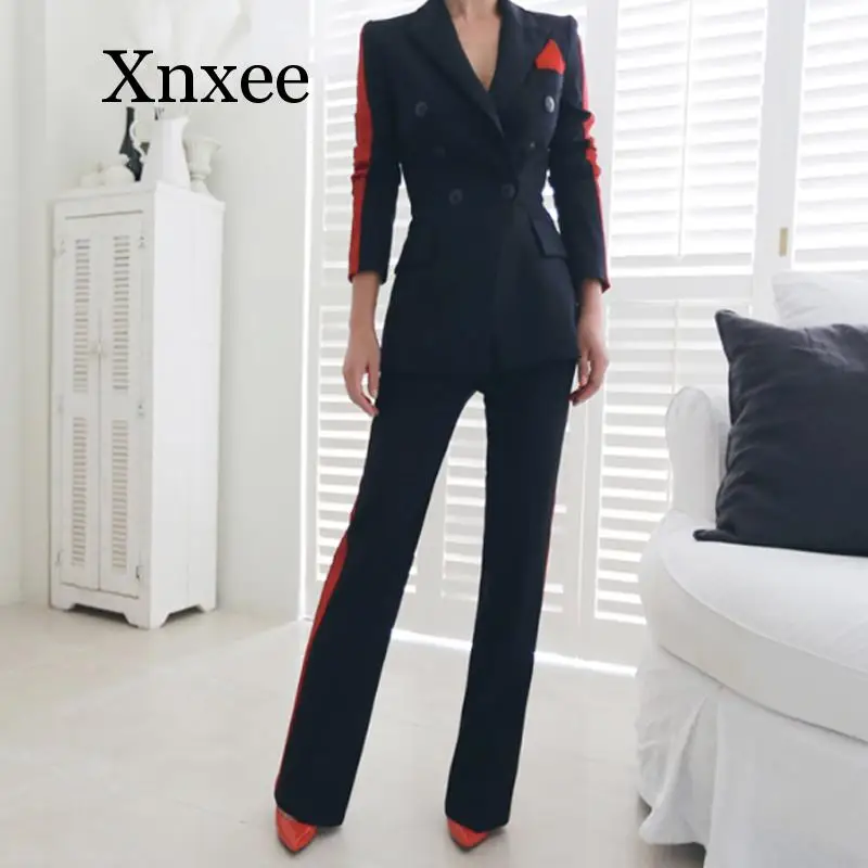 Black Women High Quality Temperament Wild Suit Slim Pant Comfortable Thick Warm Trend Outdoor Office Pant Suits Office Formal