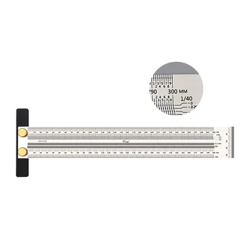 

Fashion Ultra Precision Marking Ruler Scale Ruler Right-Angle/T-type Hole Stainless Woodworking Mark Line Gauge#20