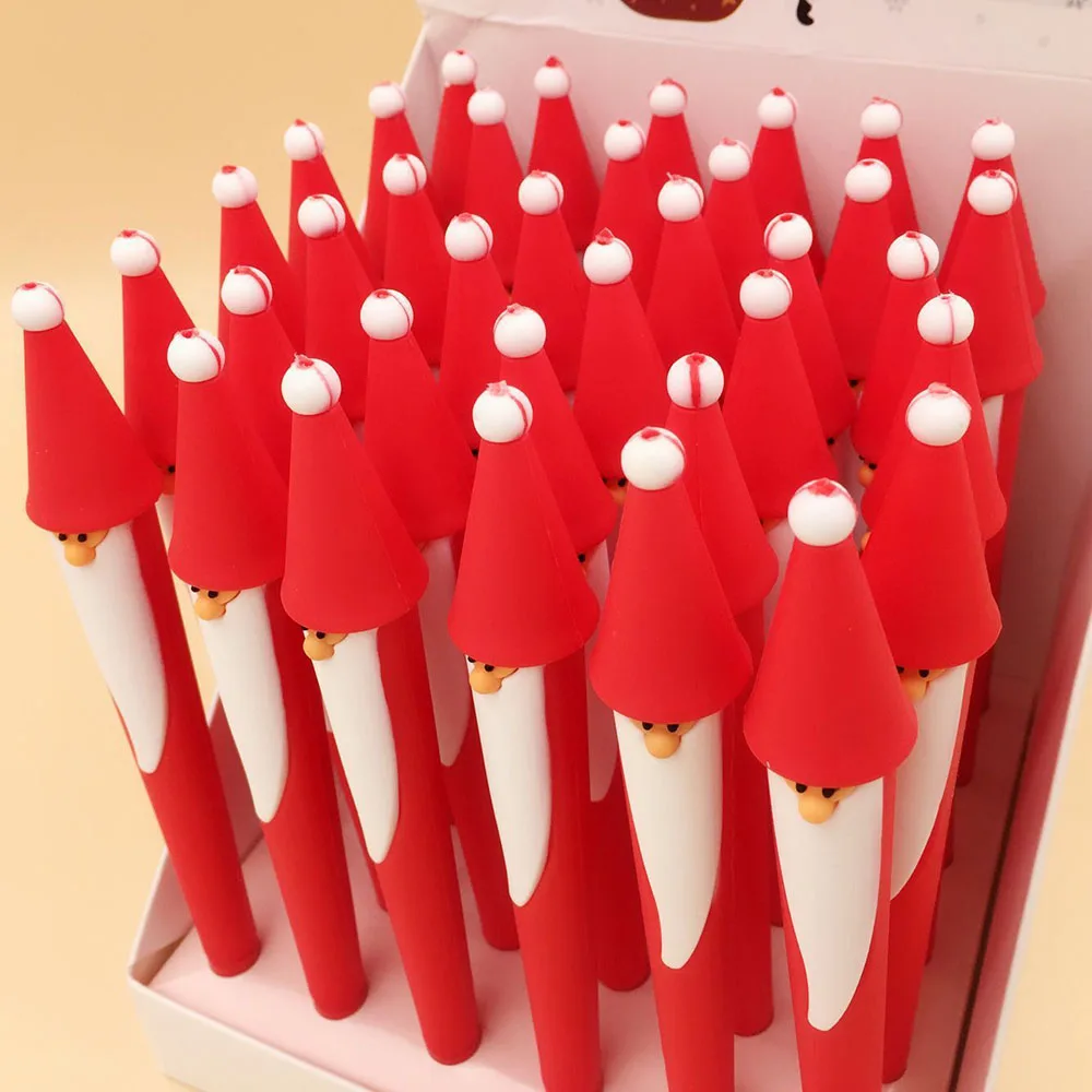 

1PCS Red Santa Claus Gel Pens Black Colored Gel-ink Pens for Writing Silicone Stationery School Office Supplies Christmas Gift