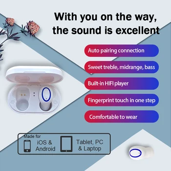 

LISTENVO P13 Bluetooth 5.0 Earphones in-Ear TWS Stereo Headets With Smart Touch Control Display Mic Deep Bass