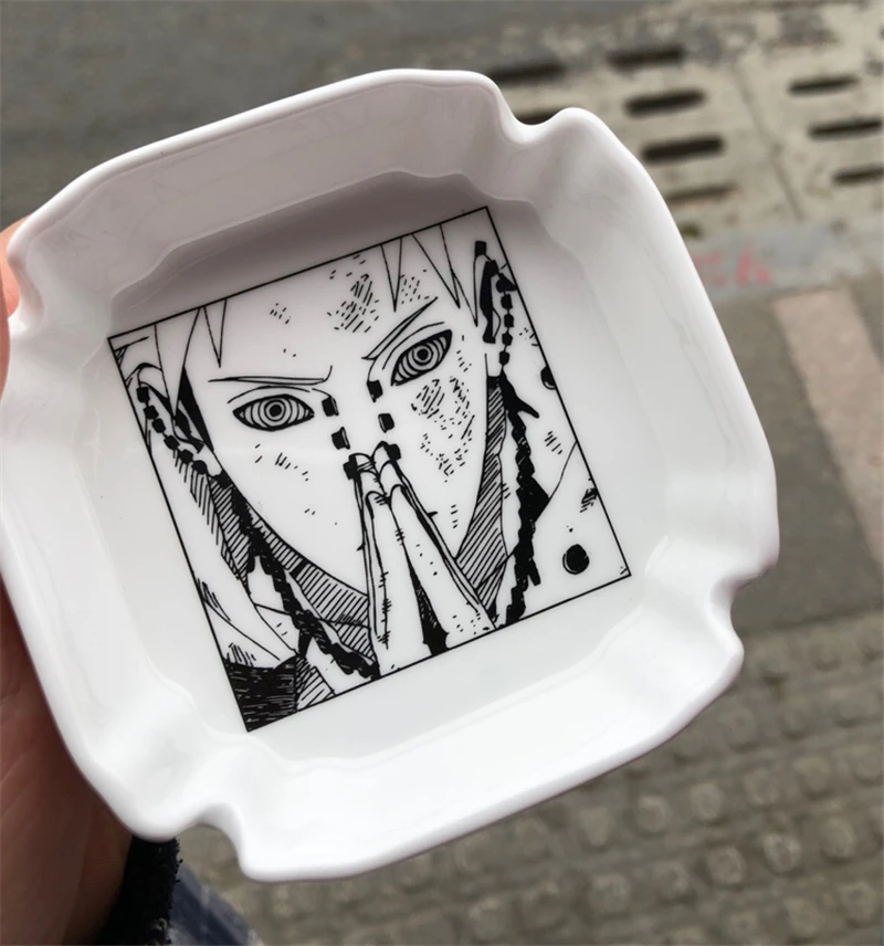 1 шт. Горячая Белый мультфильм Hokage японского аниме Наруто Акацуки боль печатных пепельница Косплей украшения аксессуары Подарки для мужчин