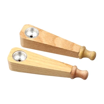 

1PC Classic Wood Grain Mini 86mm Straight Type Metal Smoke Trough Herb Tobacco Pipes Smoking Pip