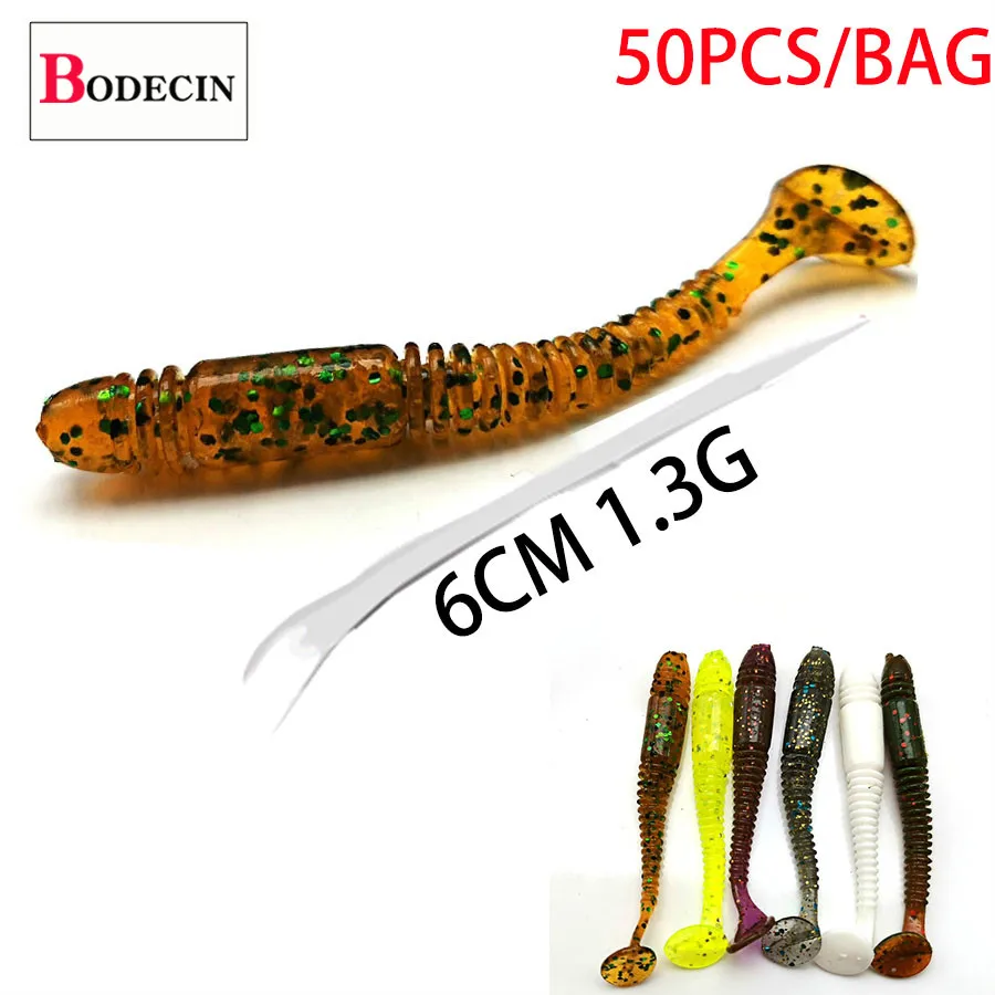 Shad Fishing-Lures Swimbait T-Tail Grub Rubber/soft-Lure Carp/artificial-Bait 50pc 