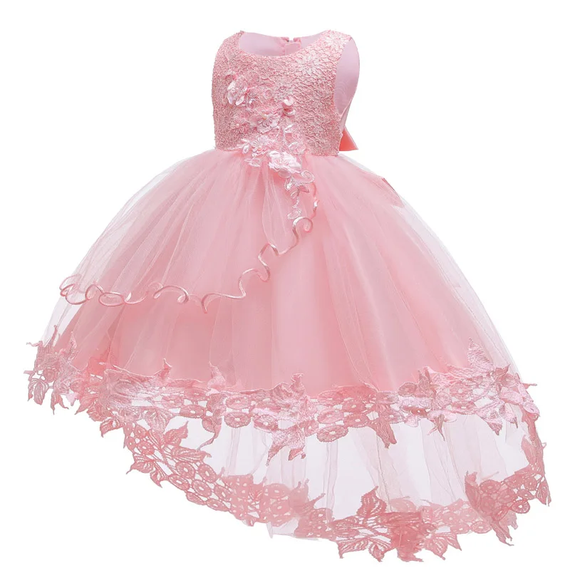 Крестильное платье для малышей, кружевные платья принцессы, Платье для девочек на первый день рождения для младенцев Рождественское праздничное платье Одежда для новорожденных - Цвет: Pink