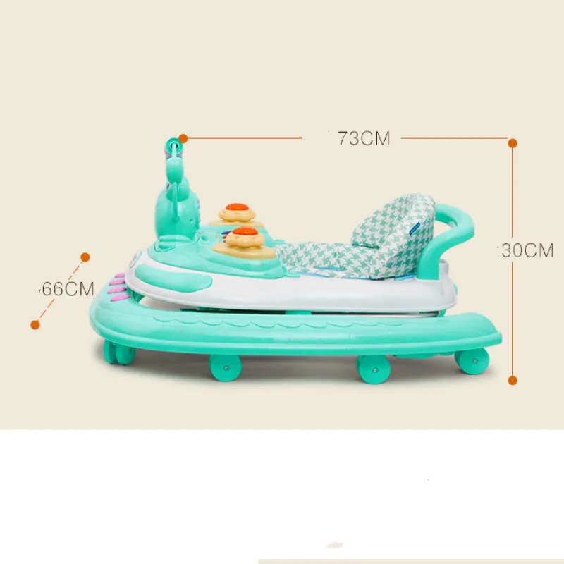 Infant Child Baby Walker Trolley 6/7-18 Months Anti-Falling Multi-functional Folding Scooter with Music Toy Car