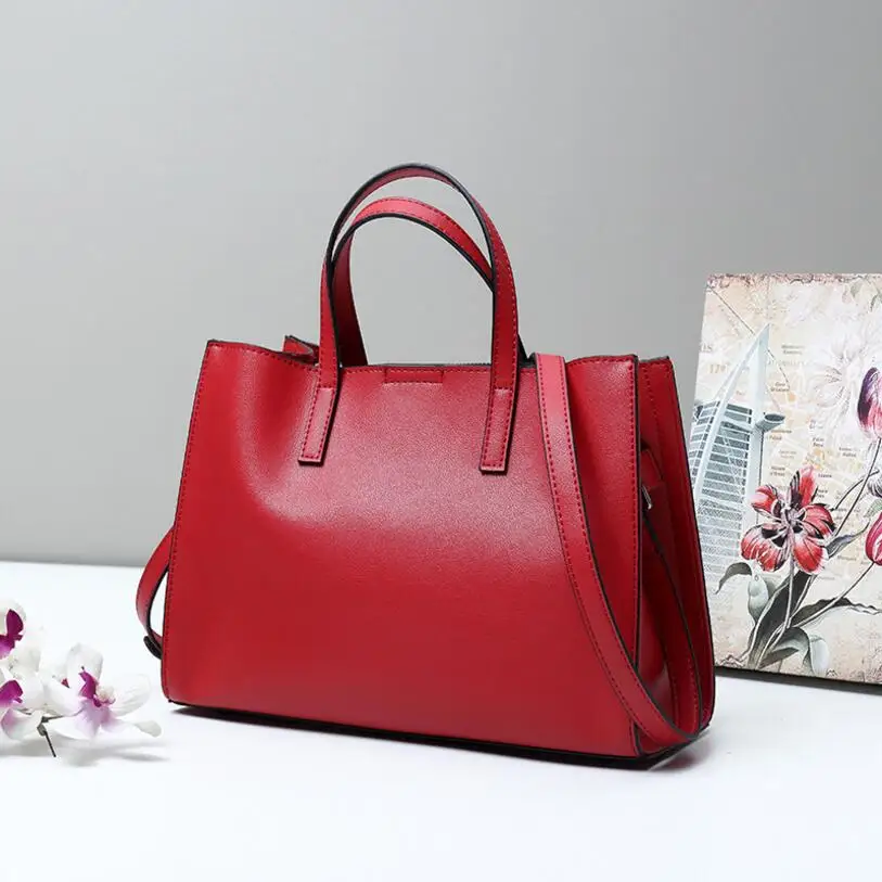 red DIENQI, Роскошные, Saffiano, натуральная кожа, сумки через плечо, женские сумки, Новое поступление, известный бренд, женская большая сумка через плечо, ручная - Цвет: red