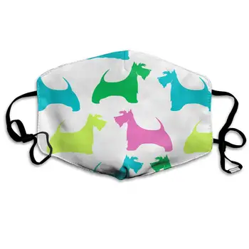

Colorful Scottish Terrier Washable Reusable Mask, Cotton Anti Dust Half Face Mouth Mask For Kids Teens Men Women With