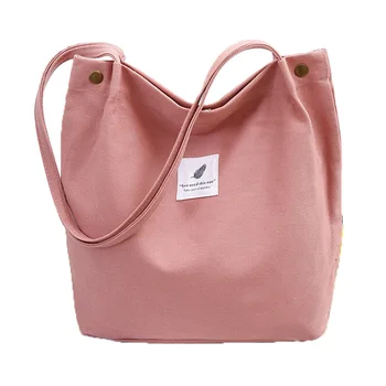 

Artistic Indie Simple Campus WOMEN'S Bag Canvas Large Cloth Bag Hand Shoulder Shopping Bag