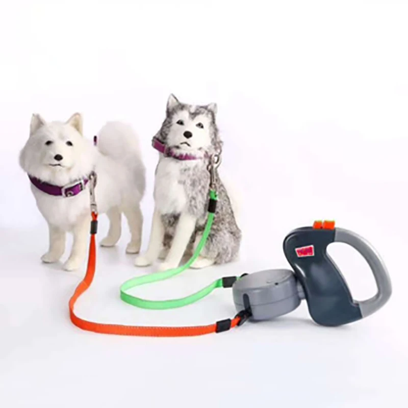 Automatic Retractable Reflective Double-Ended Traction Rope One plus Two Dogs Chain Two Dog Leash Pet Supplies Puppy Patrol Rope