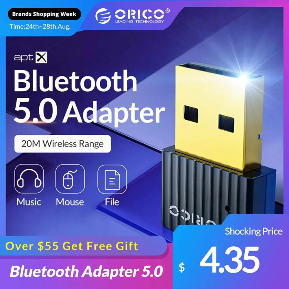  ORICO мини беспроводной USB Bluetooth адаптер 4,0 5,0 Bluetooth аудио приемник передатчик aptx для ПК динамик мышь ноутбук 