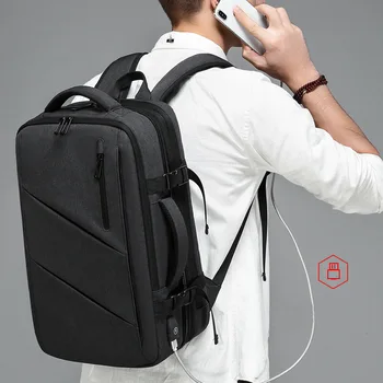 

U0129 Men Expandable Backpack Multifunctional 15.6 inch Laptop Backpacks Multi-layer Male USB Waterproof School Bag Mochila New