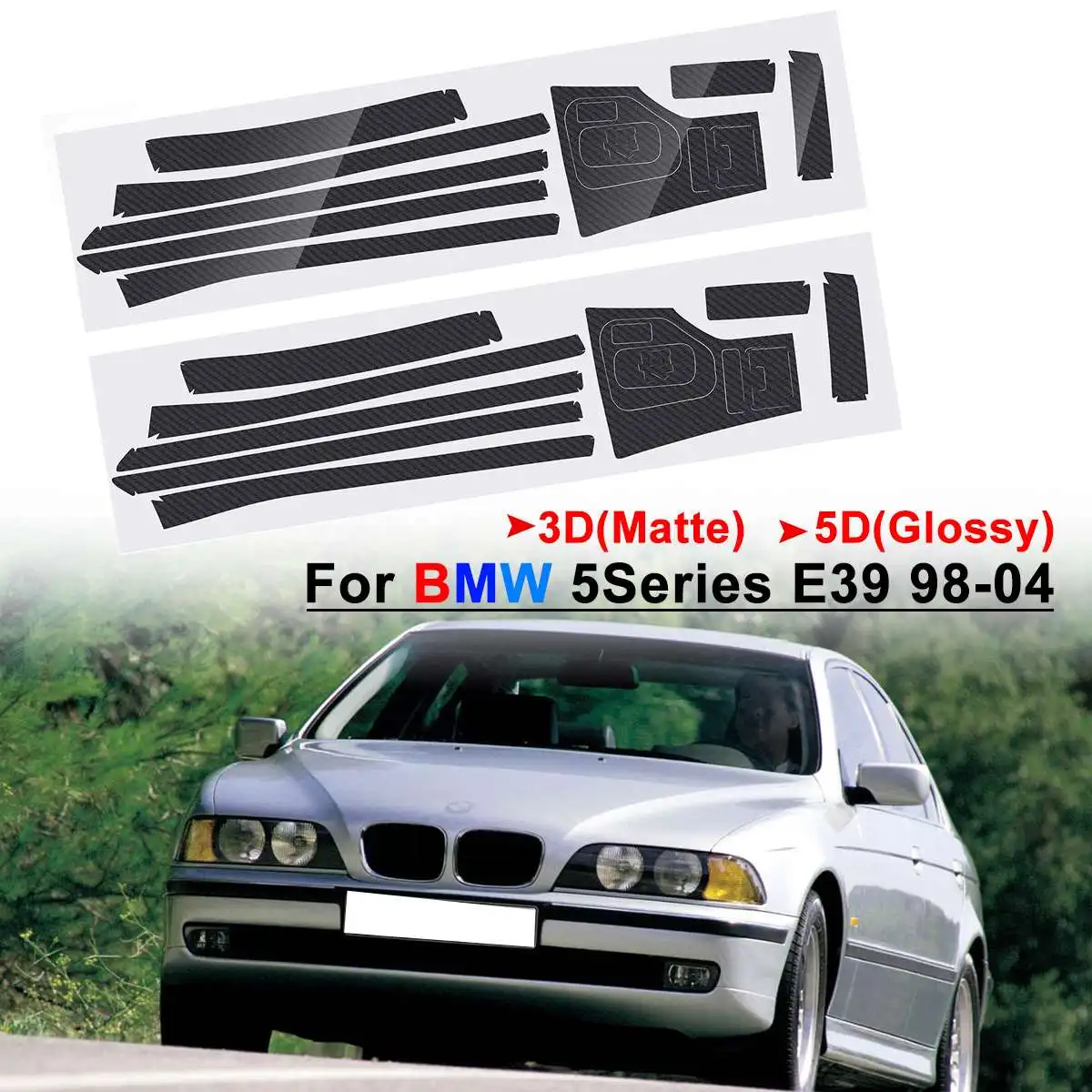 1 комплект DIY наклейка для BMW 5 серии E39 1998-2004 3D матовая/5D Глянцевая углеродное волокно внутренняя Наклейка виниловая только RHD