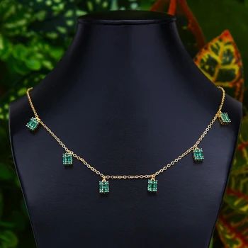 

GODKI Fashion Bagutte Cut Lariat Necklace For Women Wedding Cubic Zircon Trendy GeometricDubai Pendant Necklace
