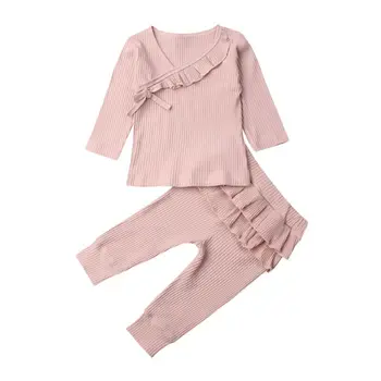 

Newborn Baby Girls Clothes Knitted Ruffle Tops Leggings Pants Outfit Set 0-18M
