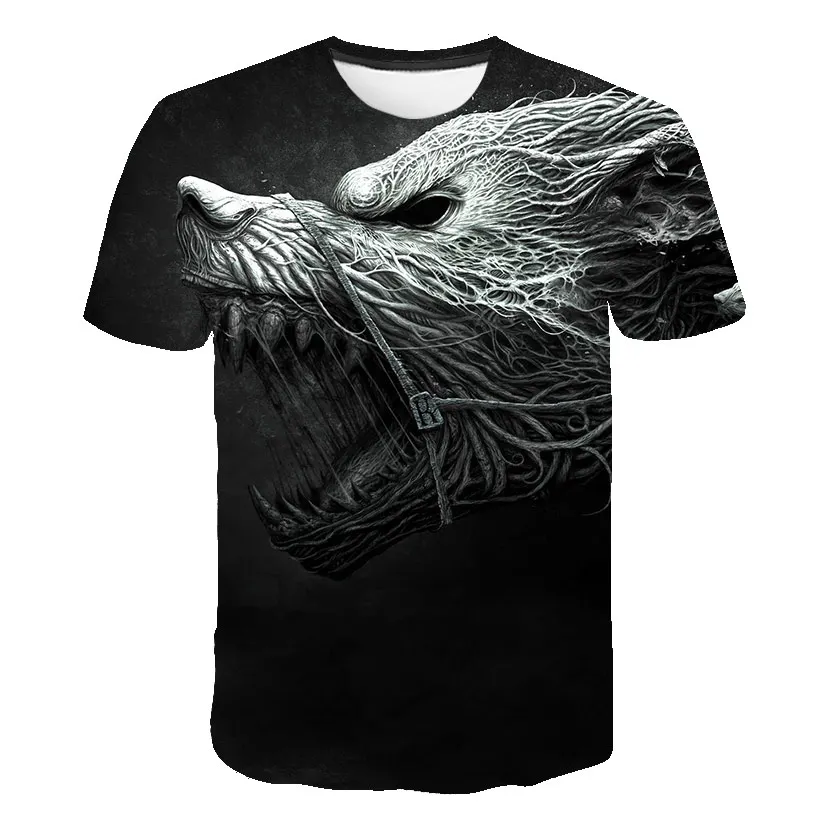Новинка, футболка с 3D принтом волка, мужская и женская летняя футболка с коротким рукавом, футболка с животными, модная повседневная футболка - Цвет: 5306