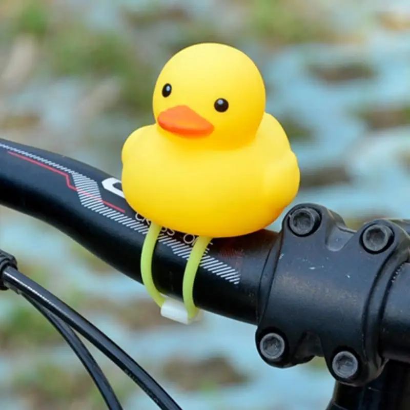 Велосипедный головной светильник для велосипеда на открытом воздухе с колокольчиком, мультяшная светодиодная силиконовая форма утки, регулируемый ремешок, аксессуары для верховой езды, детские игрушки