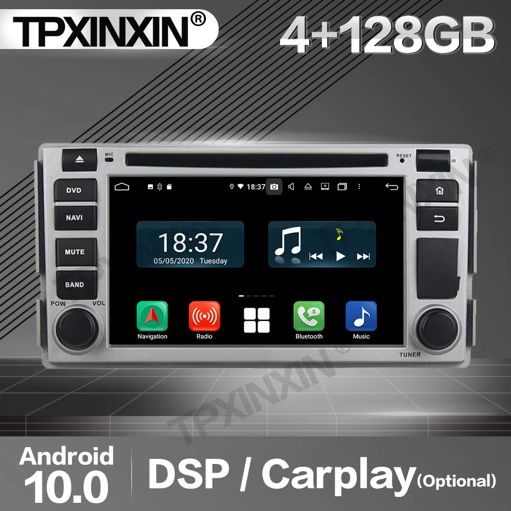 128G Carplay Car Radio 2 Din Stereo Receiver Android 10 For Hyundai Santa Fe 2008 2009 2010 GPS Player Audio Recorder Head Unit