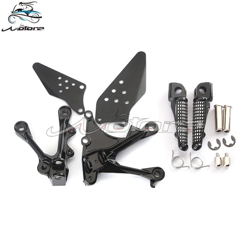 Спереди подножки для ног педали кронштейн для KAWASAKI ZX6R ZX-6R 2005-2008 05 06 07 08 ZX636 2005-2006 05 06 мотоцикл - Цвет: Черный