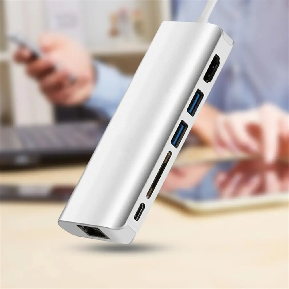 Type-C 3,1-HDMI USB 3,0 sd-карта+ гигабитное сетевое устройство считывания порта USB-C для передачи данных USB Combo HUB HDMI зарядный порт Кабель-адаптер