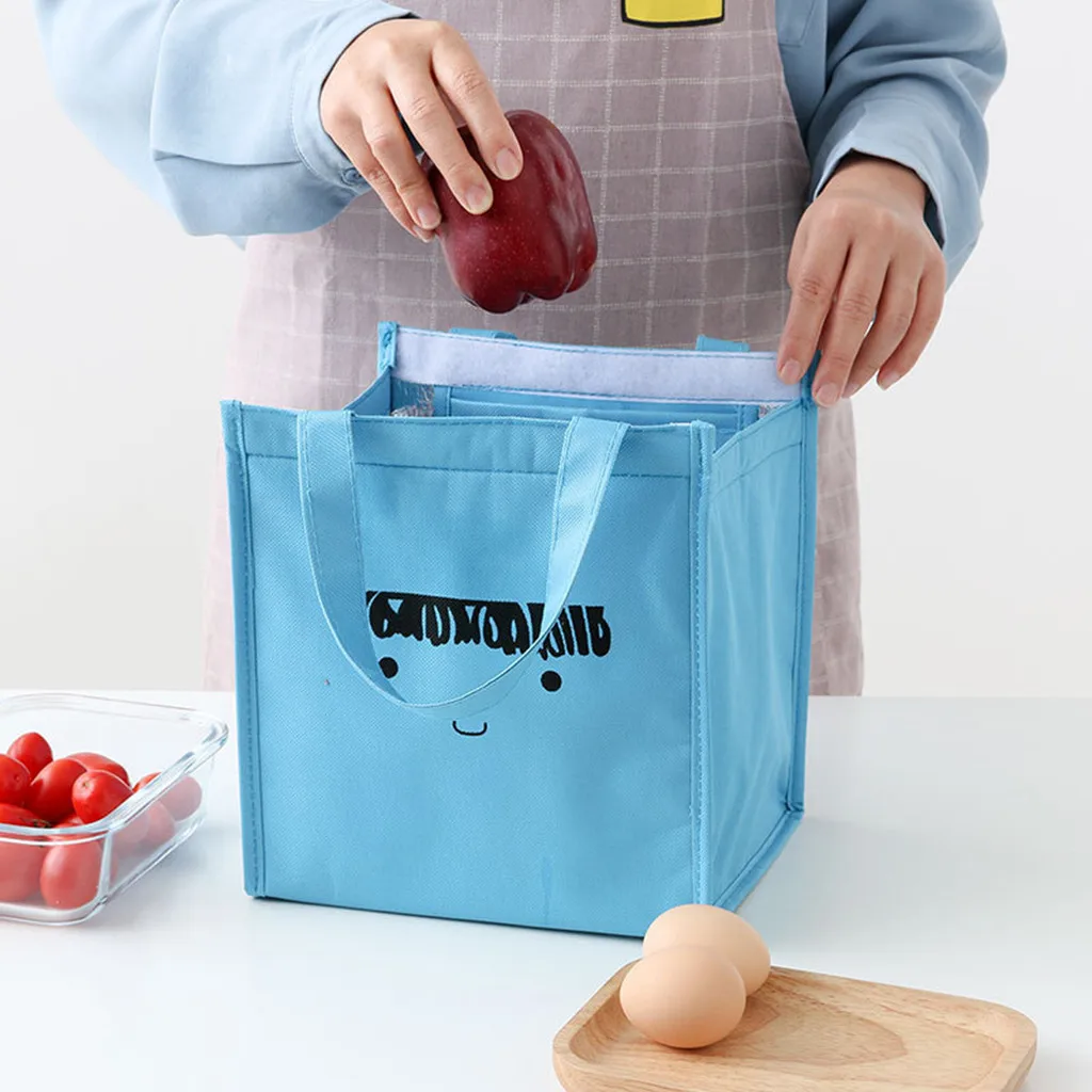 Переносная сумка-холодильник с термоизоляцией для животных, водонепроницаемая сумка для пикника, Ланч-бокс, Сумка с мультипликационным принтом, Детская сумка для ланча, сумка-тоут