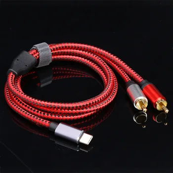 

Hot Sale Audio Cable Delicate Texture Adapter Cord for Xiaomi Huawei Amplifier USB Type C to 2 RCA Male Audio Cable