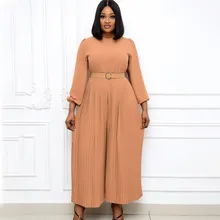 

Autumn Clothes Ladies Casual Long Sleeved Solid Jumpsuit Loose Wide Leg Trousers Fashion Business Wear Boubou African Playsuit