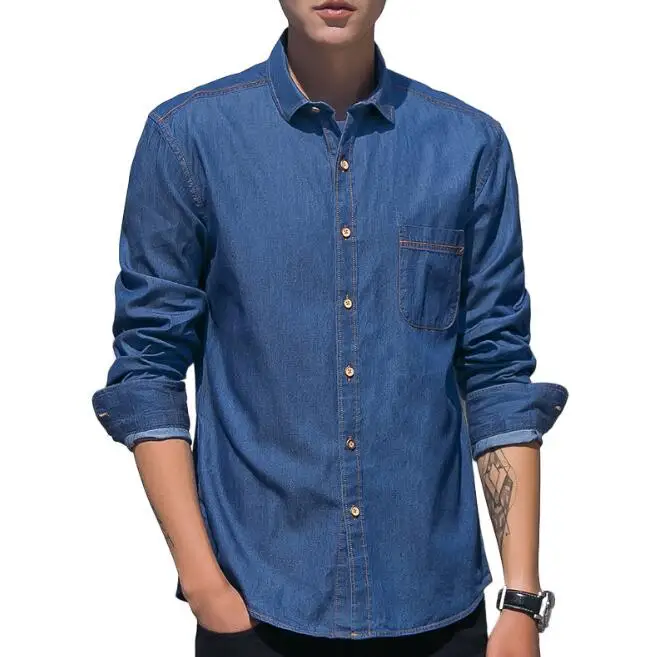 Fashion Jeans Men's Shirt Long Sleeve 