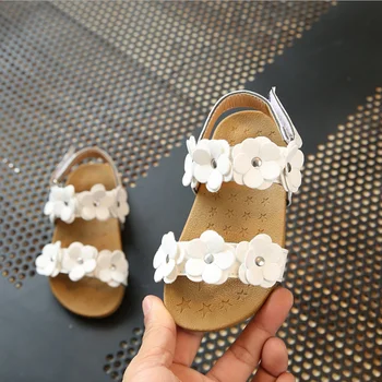 

Summer New Children Casual Shoes Leather Girls Princess Flat Heel Party Shoes Fashion Sequins Flower Kids Sandals For Girls