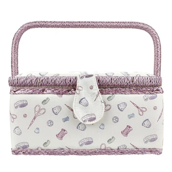 

Sewing Box Carrying Cotton Blend Storage Bag Household Embroidery Case Large Capacity netic Buckle Accessories