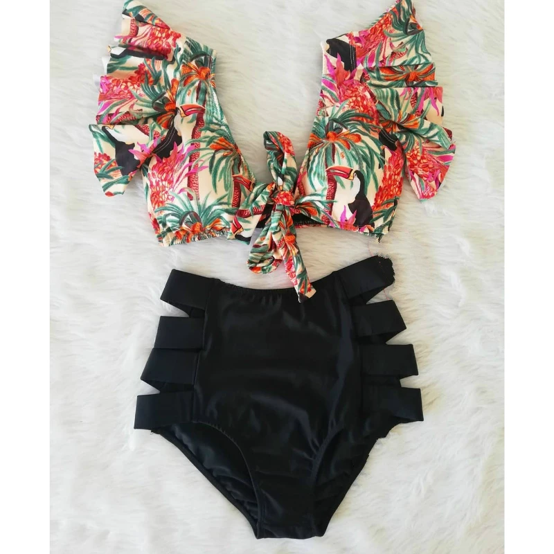 High Waist Bikini Set Swimwear Women Swimsuit Sexy Push Up Biquini Ruffle Bikinis Floral Printed Feminino 2020 Bathing Suit High Waist Bikini Set Swimwear Women Swimsuit Sexy Push Up Biquini Ruffle Bikinis Floral Printed Feminino 2020 Bathing Suit