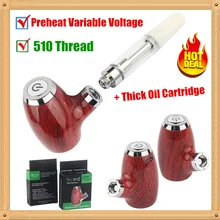 E-pipe Vape Mod+ 510 резьбовой картридж стартовый комплект перезаряжаемый деревянный KY32 E Pipe 900mAh преднагрев переменное напряжение E сигареты