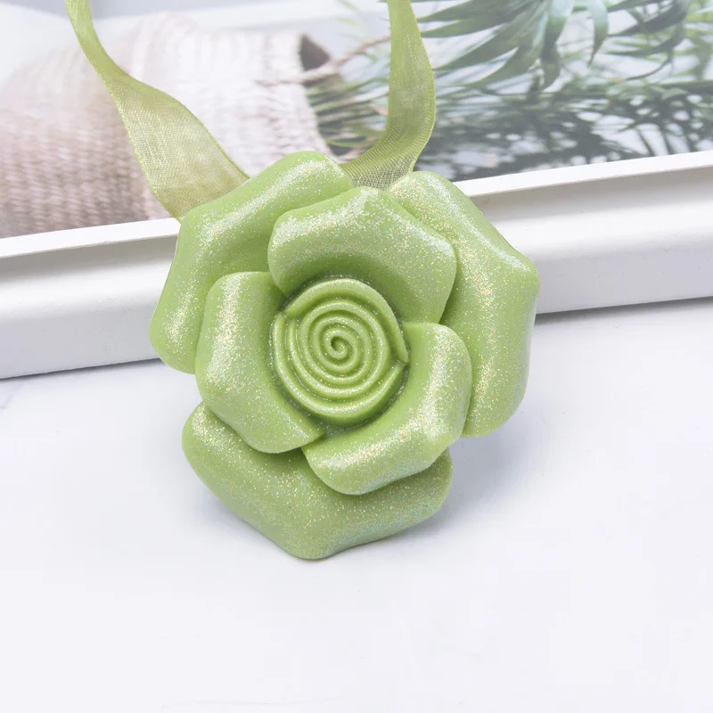 Green Белая роза цветок магнитная пряжка для штор Сильный магнитный занавес Tieback окно ремень пряжка Держатель Зажимы занавески аксессуары - Цвет: Green