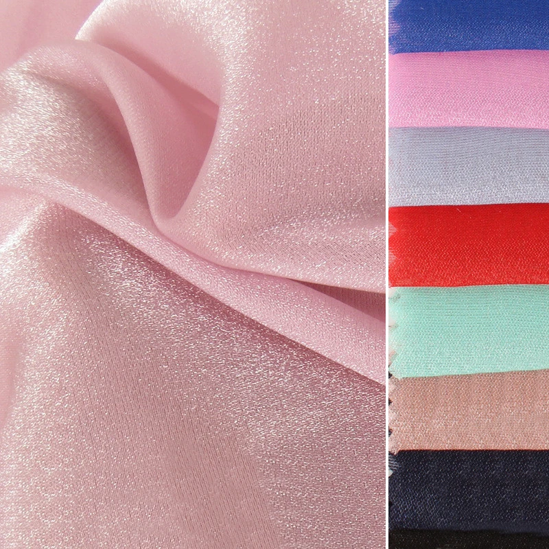 Розовая блестящая мягкая ткань для тюля у двора, Кристальный атласный шифон, красный, черный, зеленый, бежевый, белый, темно-синий, ширина 150 см