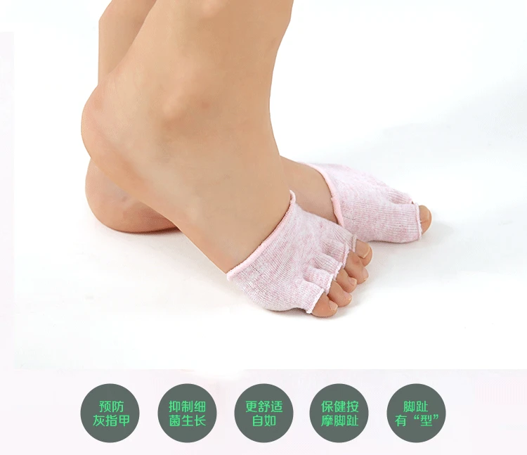 Summer Fingers Half Palm Foot Sock Women's Cotton High Heel Shoes Half Code Pad Socks Anti-Friction Cotton Toe Socks