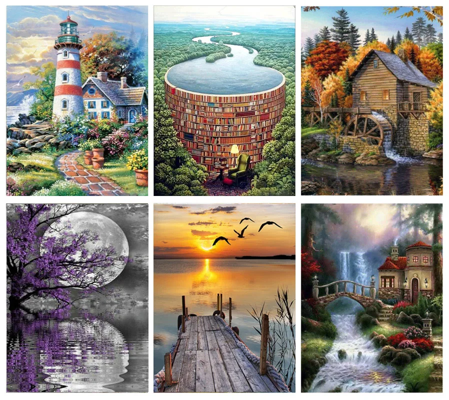 Full Drill Landscape Art 5D Diamond Painting Cross Stitch Embroidery Decor Home Full Drill Landscape Art 5D Diamond Painting Cross Stitch Embroidery Decor Home