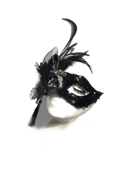 

feather rhinestone Wedding mask princess party decoration supplies costume props black angel masquerade masks