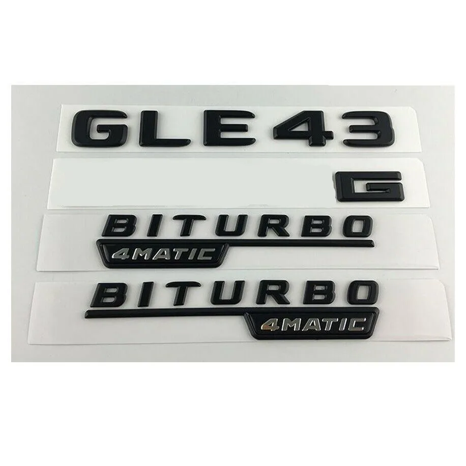 Черный эмблемы для багажника Значки для Mercedes Benz W166 C292 GLE43 BITURBO 4matic - Цвет: 4pcs Matte Black