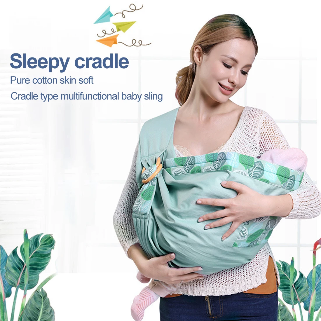 Переноска для новорожденных, слинг двойного назначения для кормления младенцев, сетчатая ткань, переноска для кормления грудью до 130 фунтов(0-36 м