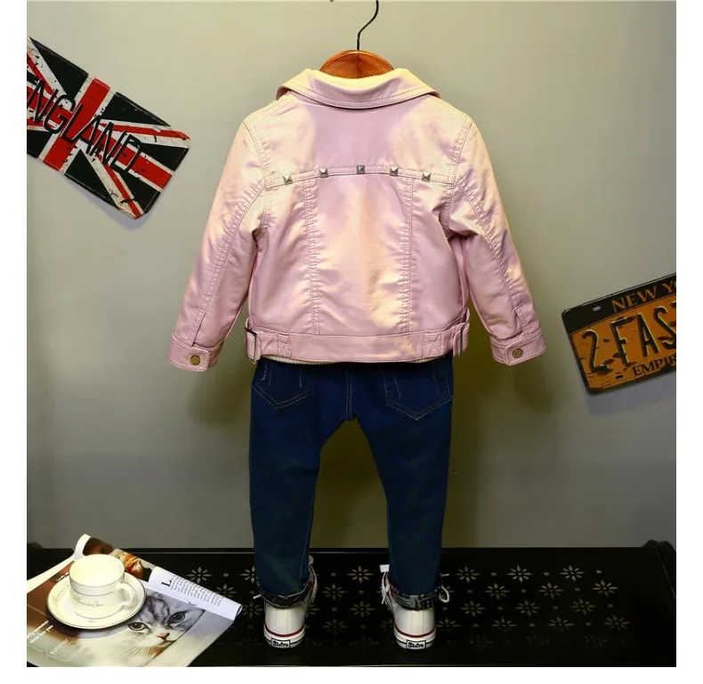 Autumn Winter New Brand Girls PU Leather Jacket Fashion Kids Faux Leather Jacket Girls locomotive Coats Modis Kids Jacket Y1830