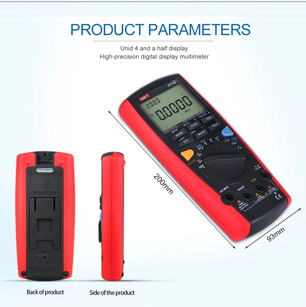 UNI-T UT71A/UT71B Средний размер Интеллектуальные цифровые мультиметры; AC/DC Цифровой мультиметр, USB/Bluetooth связь