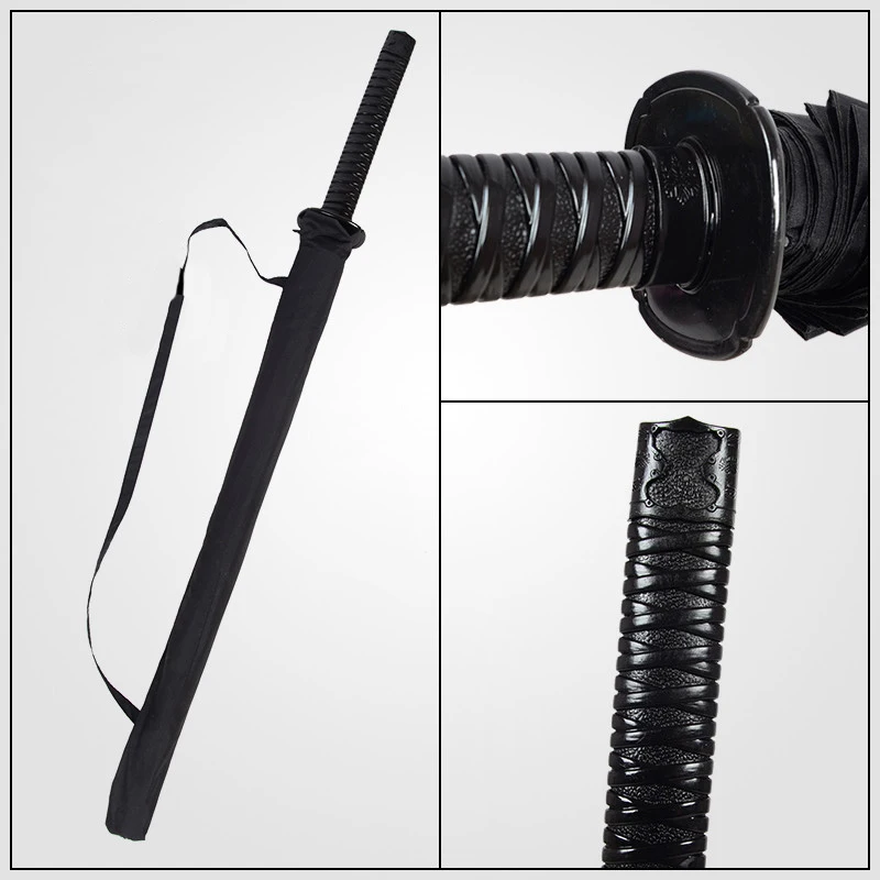 GQIYIBBEI Stylish 6 models Black Samurai Ninja Sword Long-handle Rain Gear Umbrellas Semi-automatic Open Close 8, 16 or 24 Ribs