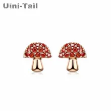 Uini-Tail new listing 925 sterling silver cute little mushroom micro-set stud earrings simple fashion design niche earrings
