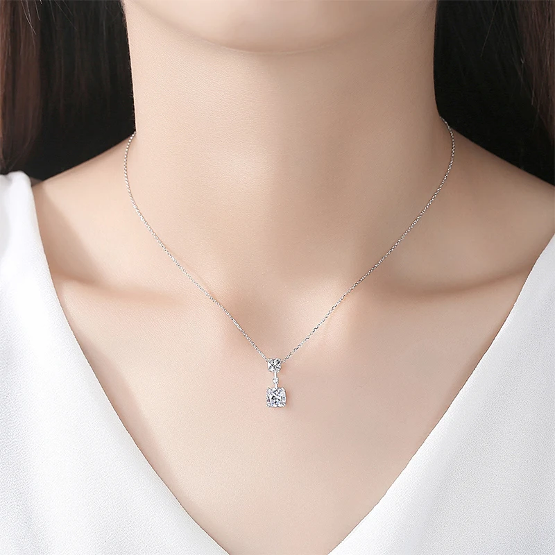 Clear Square Topaz Pendant Necklace 
