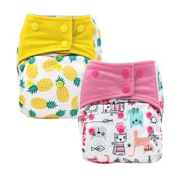 

washable diapers pocket style adjustable one size bamboo charcoal with insert sewn in AIO baby cloth diapers