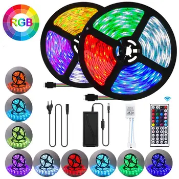 

RGB Led Strip Light 5050 DC 12V 1m 5m 10m 15M waterproof Led Tape Flexible Lighting Ribbon 44key remote Full Set Lamp Diode