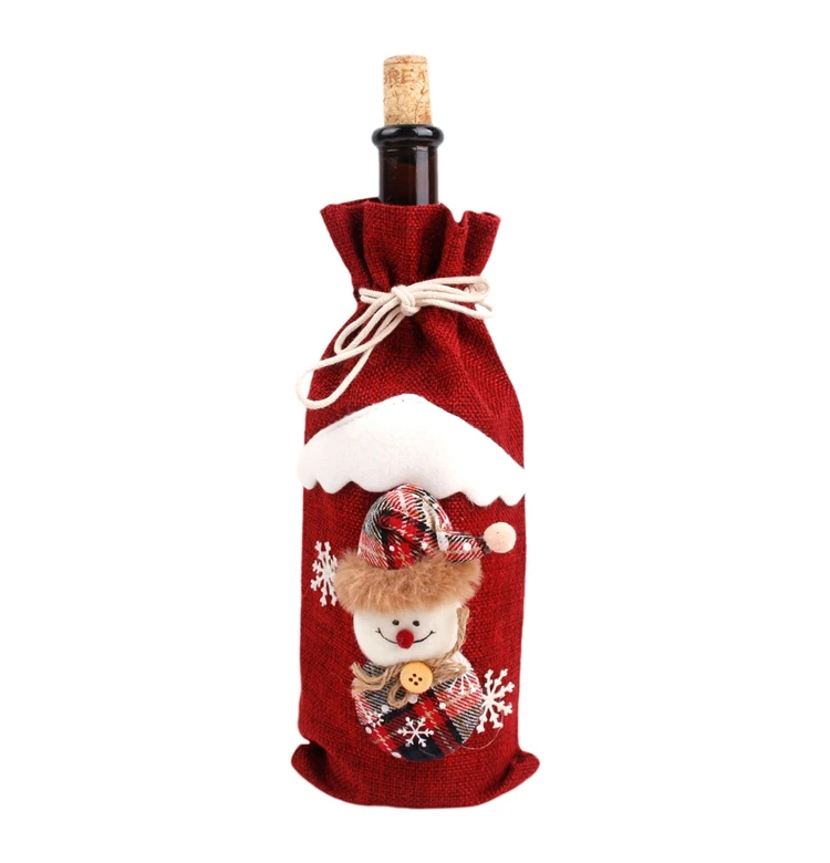 FengRise рождественские украшения для дома Санта Клаус крышка бутылки вина снеговик чулок держатели для подарков Рождество Navidad декор год