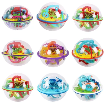 

3D Intellect Puzzle Ball Maze Game for Children Educational Metal Toy Wooden Learning Creativity Kids from 1-3 Boys Girl#g30