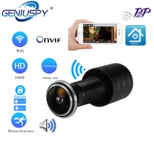 Дверной глазок отверстие безопасности 1080P HD Onvif 1,78 мм объектив широкоугольный Рыбий глаз CCTV сеть мини глазок Дверь WifI P камера P2P TF карта